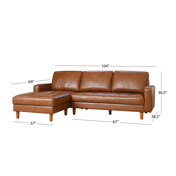 AllModern Studio 2 - Piece Leather Sectional & Reviews | Wayfair